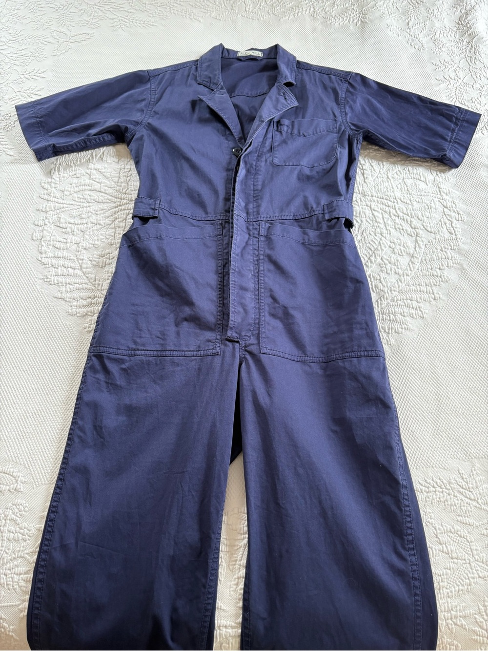 Alex Mill standard cropped cotton blend jumpsuit navy size Small